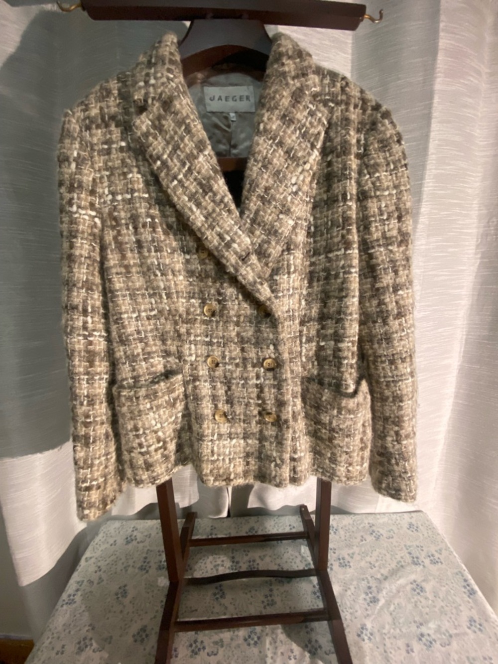 Women’s Chunky Tweed Double-Breasted Blazer Jacket